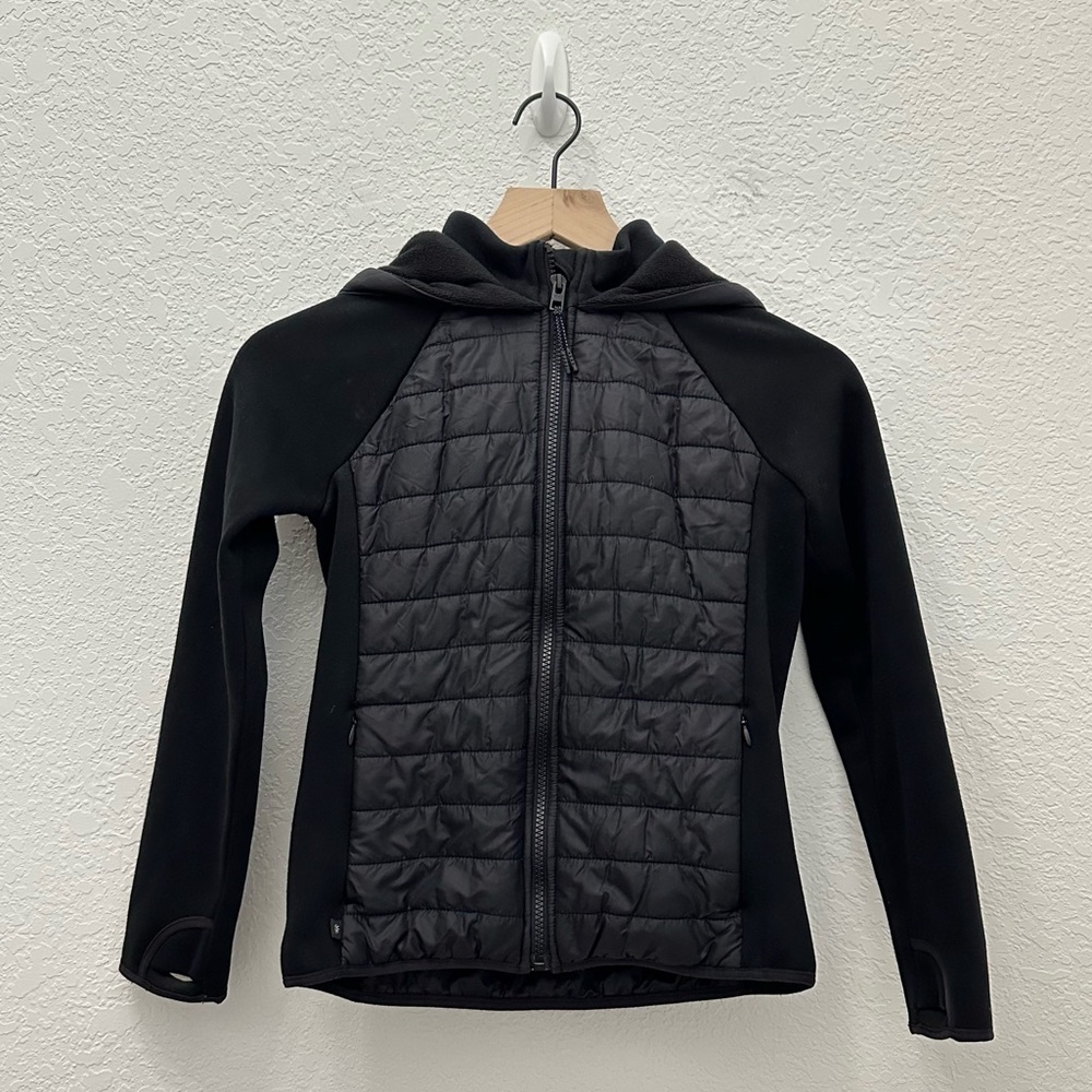 Athleta Girls Black Full Zip Nylon Lightweight Hoodie Puffer Jacket Size M - Picture 9 of 10